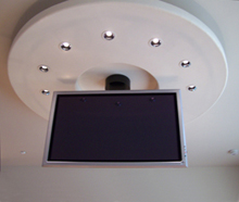 Recessed Pin Lights at Suspended Flat TV
